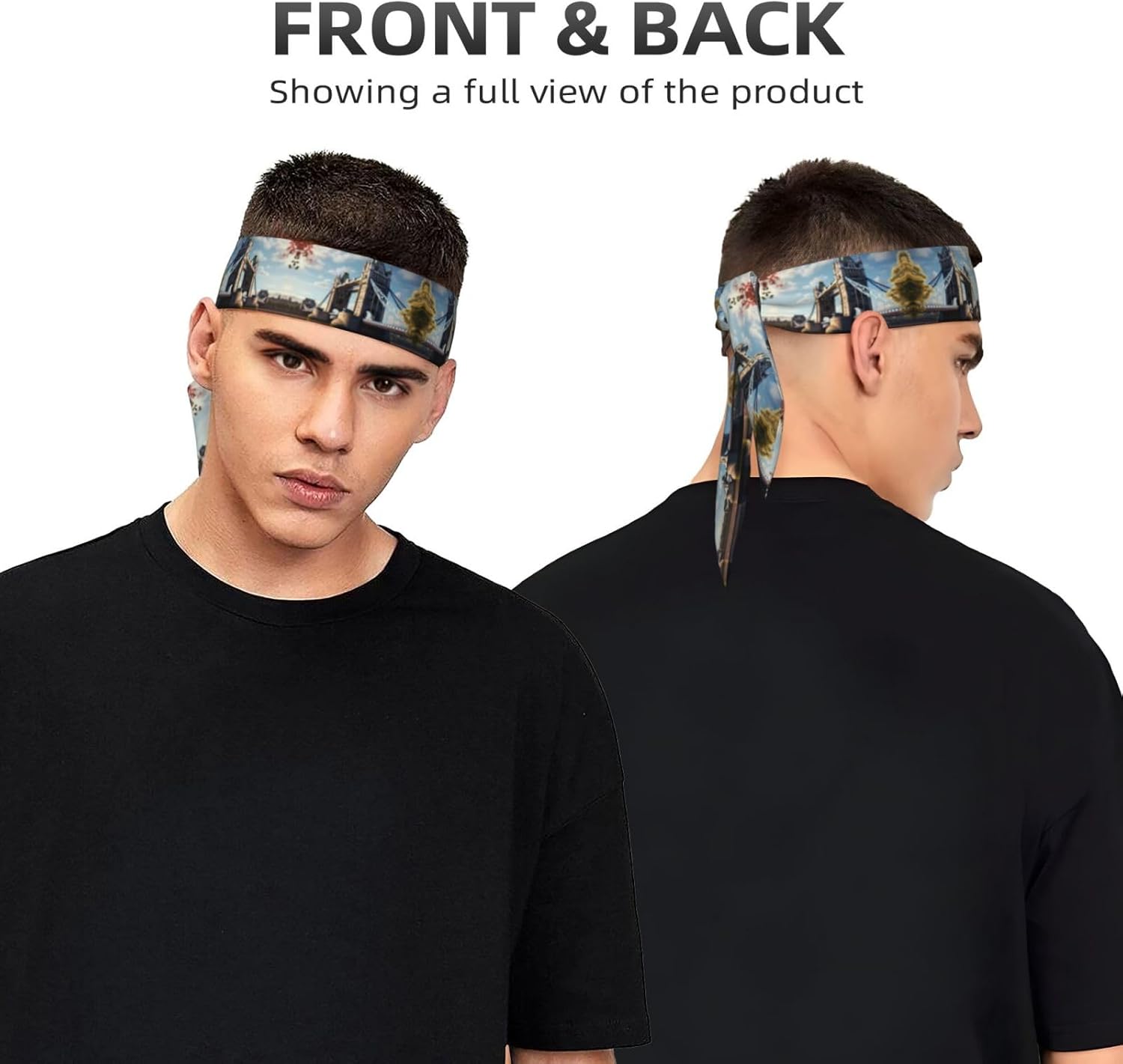 Sports Head Tie Made of Cotton Straps for Men & Women Moisture Wicking Athletic for Running, Gym, Working Out Historic Old Tower Bridge London Picture - Image 2