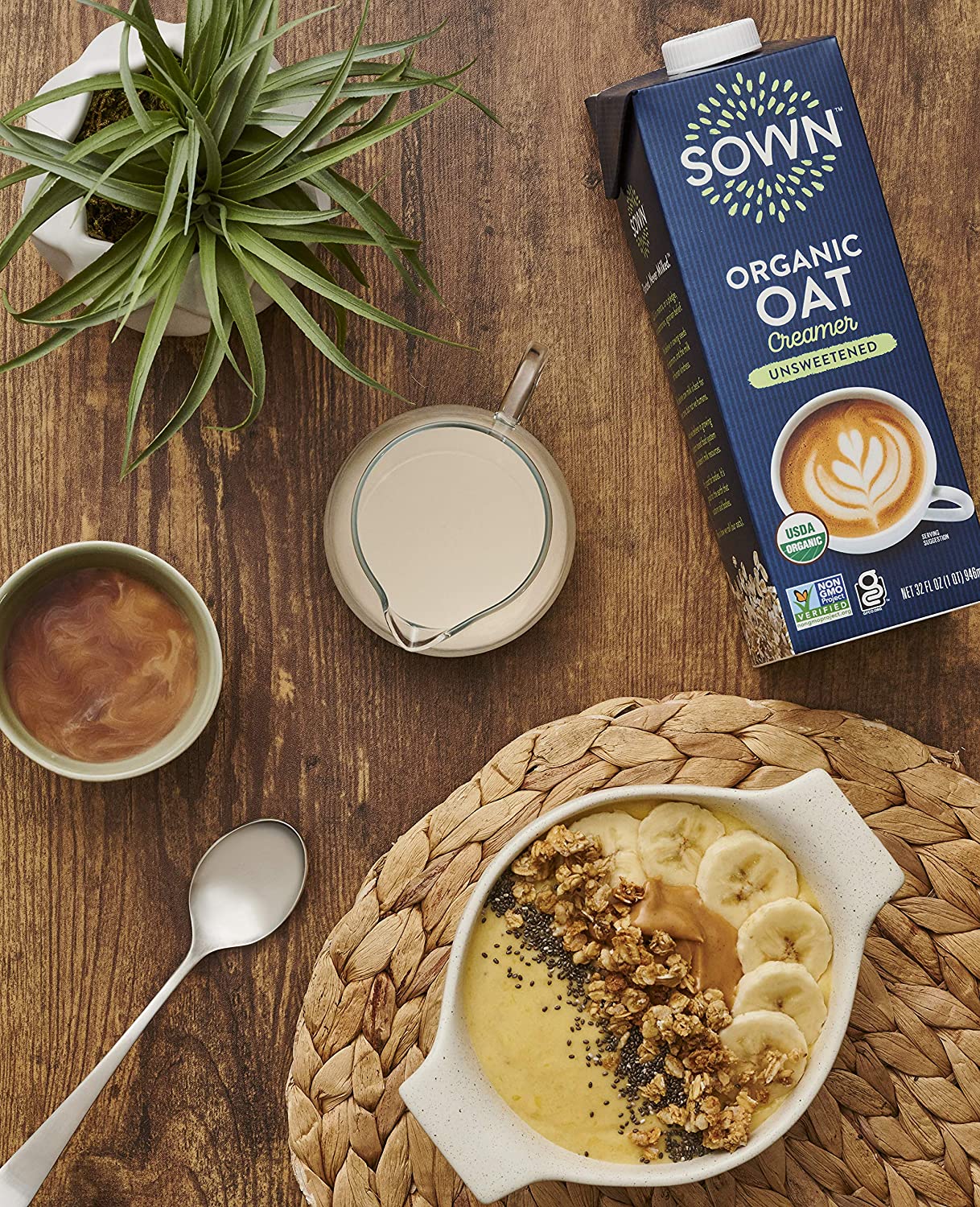 SOWN Organic Oat Creamer Unsweetened – Barista Oat Milk Non Dairy Coffee Creamer – Plant Based, Dairy-Free, Vegan, 0g Added Sugar, Gluten-Free, Non-GMO, Shelf Stable – 32oz (Pack of 6) - Image 4
