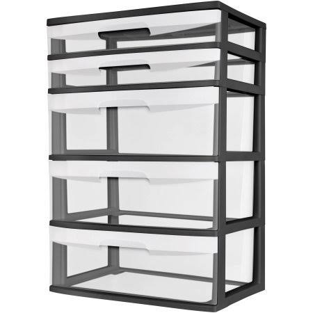 Sterilite 5 Drawer Wide Tower- Black 29329001