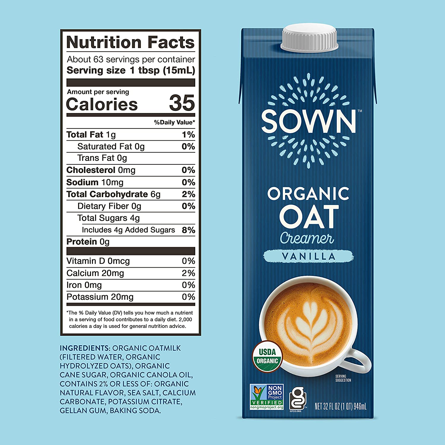 SOWN Organic Oat Creamer Unsweetened – Barista Oat Milk Non Dairy Coffee Creamer – Plant Based, Dairy-Free, Vegan, 0g Added Sugar, Gluten-Free, Non-GMO, Shelf Stable – 32oz (Pack of 6) - Image 34