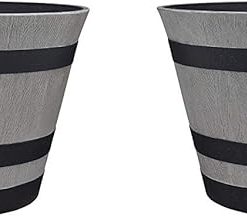 Southern Patio 15.5 Resin Whiskey Barrel Planter, Birchwood Grey (Pack of 4)