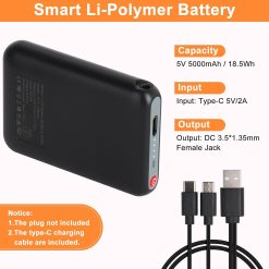 Alternative view of Amiable Upgraded 5V 5000mAh Li-Polymer Rechargeable Batteries, Suitable for Heated Gloves Heated Scarf Heated Socks, Heated Slippers Spare Battery (Black)